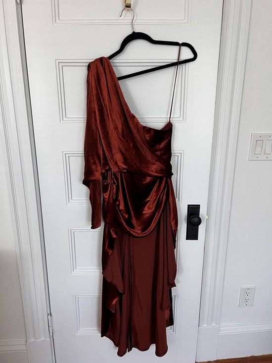 Zimmermann Tops - Zimmermann One-Shoulder Satin Dress in Rust